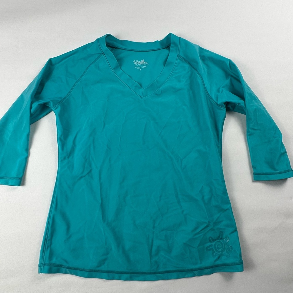 UV skins sun protective long 3/4 sleeve swim shirt rash guard size Small